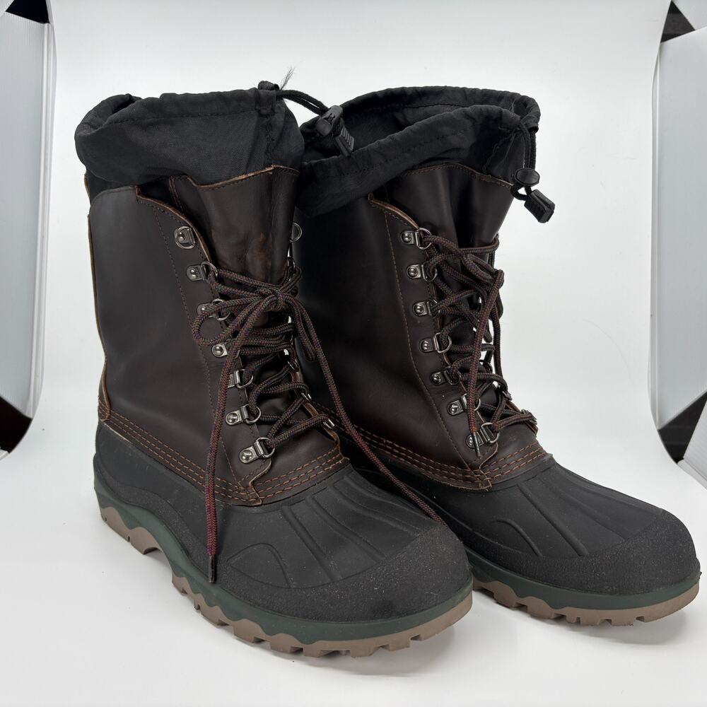 L.L.Bean Mens 11 M Brown Leather Rubber Duck Boots Thinsulate Lace Up